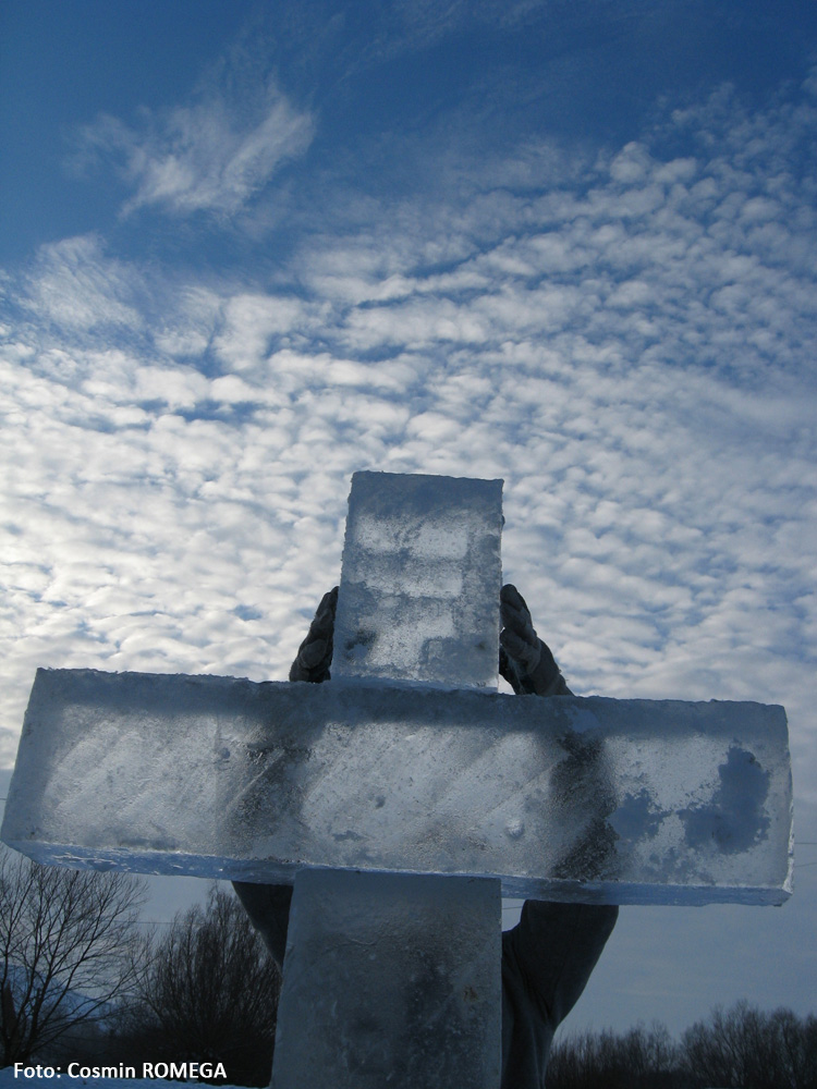 Cruce de gheaţă. Părhăuţi, pe malul pârâului Soloneţ. Ianuarie 2008.