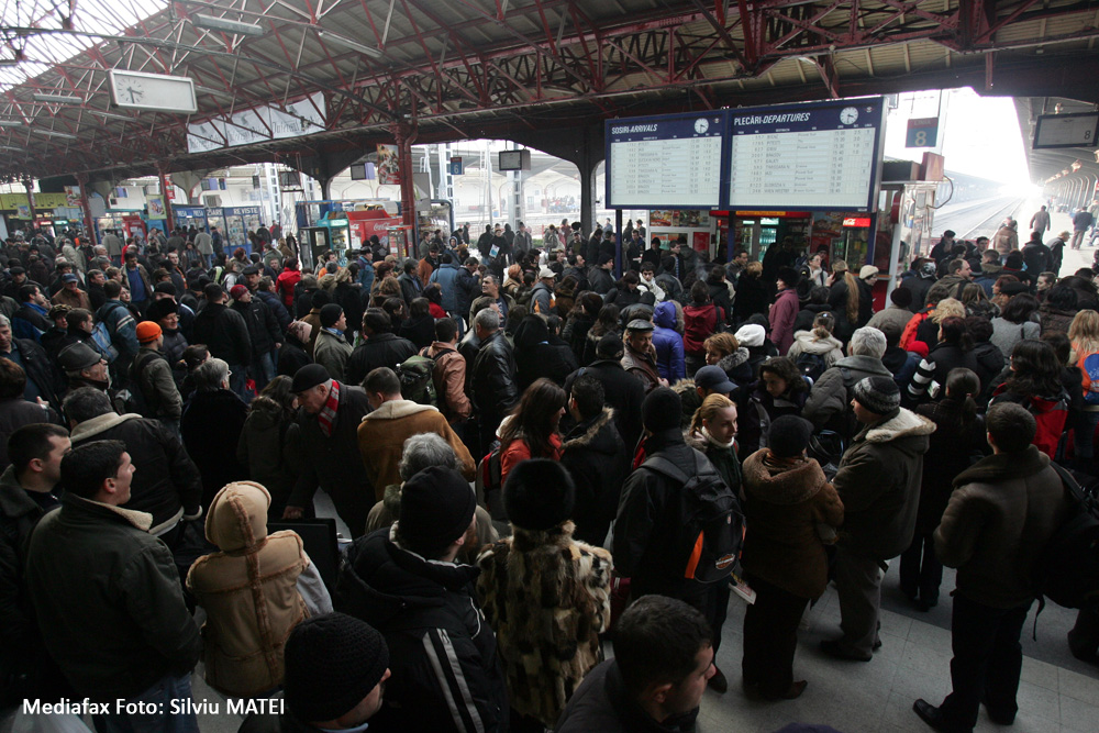 Greva CFR. Gara de Nord. Bucureşti, februarie 2008.
