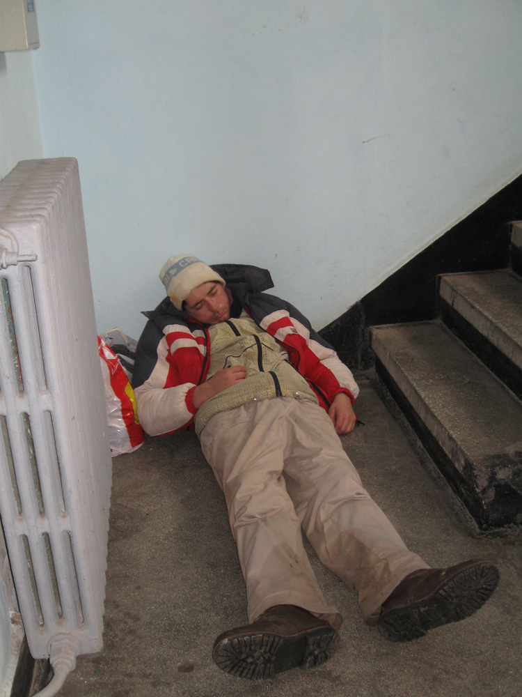 Un pui de somn, între etaje. Foto: Cristina RUSU