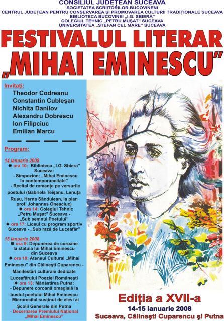 Ediţia a XVII –a: Festivalul Literar „Mihai Eminescu”