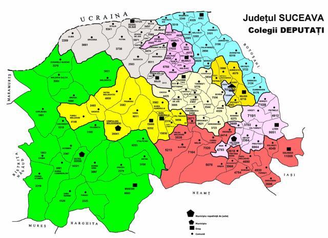 Delimitare: Structura colegiilor uninominale din judeţul Suceava