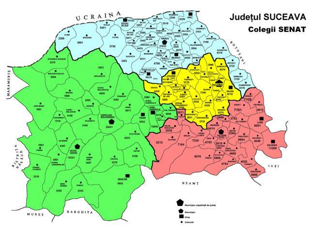 Delimitare: Structura colegiilor uninominale din judeţul Suceava