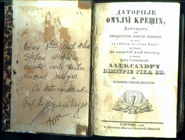 Volumul „Datoriile omului creştin”, publicat în 1839