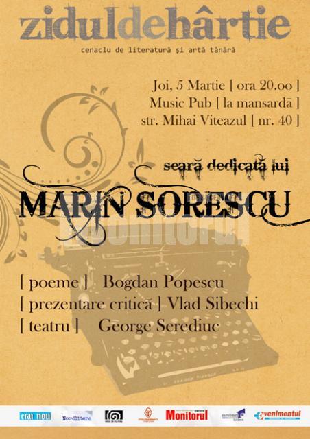 La Music Pub: Seară de literatură dedicată poetului Marin Sorescu