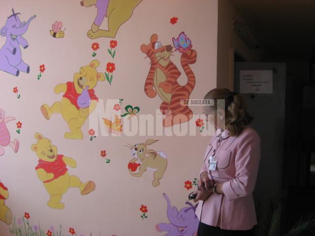 Pereţii secţiei Pediatrie au fost pictaţi cu personaje din desenele animate