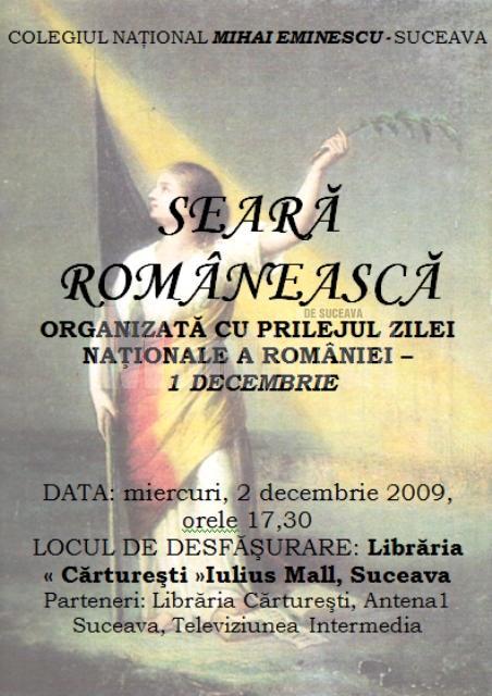 Miercuri: „Seară românească”, la Librăria Cărtureşti