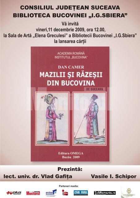 Lansare de carte: „Mazilii şi răzeşii din Bucovina”
