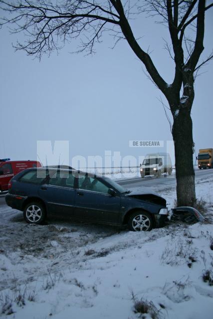 Accidentul a avut loc ieri după-amiază, pe drumul european 85, în apropiere de Cumpărătura