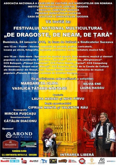 Cultural: Festivalul Naţional „De dragoste, de neam, de ţară”, la Suceava