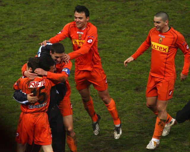 Bucurie printre jucătorii echipei Ceahlăul Piatra Neamţ. Foto: GEORGE FILIP / MEDIAFAX