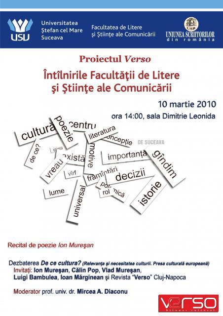 Proiectul Verso: Întâlnirile Facultăţii de Litere şi Ştiinţe ale Comunicării