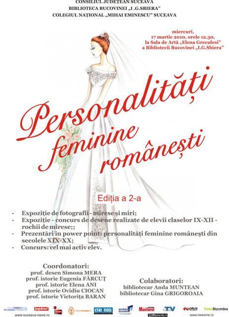 La Biblioteca “I.G. Sbiera” - “Personalităţi feminine româneşti”