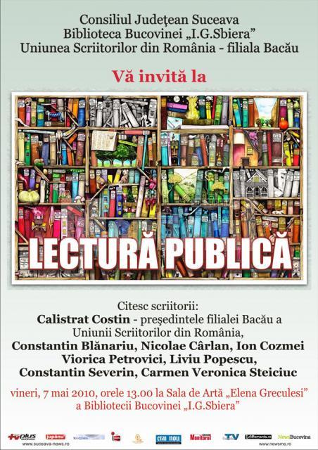 Biblioteca „I.G. Sbiera”: Lectură publică susţinută de scriitori