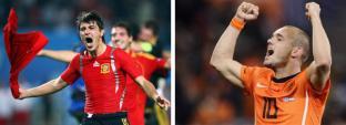 Cine se va bucura mâine seară: David Villa (stânga) sau Wesley Sneijder?