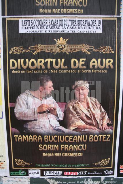 Teatru: Tamara Buciuceanu vine la Suceava cu spectacolul „Divorţul de aur”