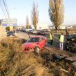 La intrarea în Suceava: Două maşini făcute zob, după ce unul dintre şoferi a evitat un pieton