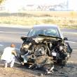 La intrarea în Suceava: Două maşini făcute zob, după ce unul dintre şoferi a evitat un pieton