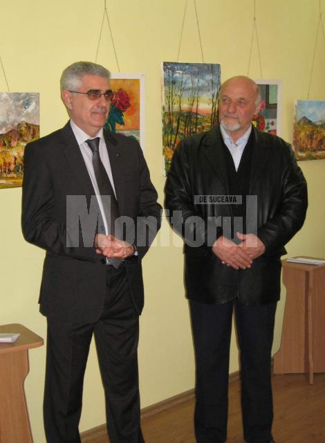 Consulul general al Ucrainei la Suceava, Vasyli Boeciko, şi preşedintele UUR - Ţinutul Bucovina, Ioan Bodnar