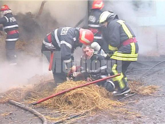 Intervenţie dificilă: Pompierii au salvat trei animale dintr-o şură în flăcări