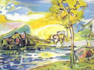 Peisaj pe râu, lucrare de Rudolf Rybiczka, din colecţia Muzeului Bucovinei