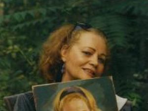 Jana Podaru, cu portretul realizat de artista plastică Doina Catargiu în anii ’80