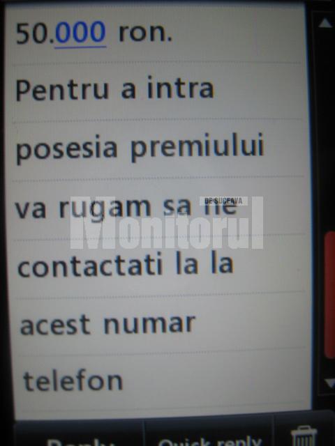 „Organizatorii” cer să fie contactaţi, iar apoi solicită plata unui comision obligatoriu pentru încasarea premiului