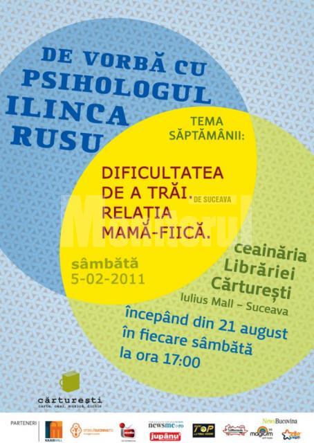 La Iulius Mall Suceava: De vorba cu psihologul Ilinca Rusu