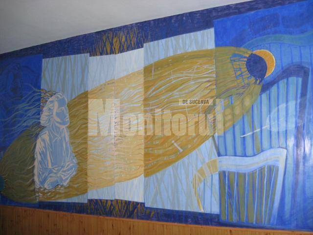 Eminesciana - pictura murală din Cabinetul de limba şi literatura română de la Şcoala Nr. 3 Suceava