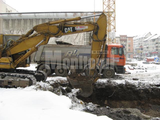 Excavarea fundaţiilor Casei Naţionale din Suceava