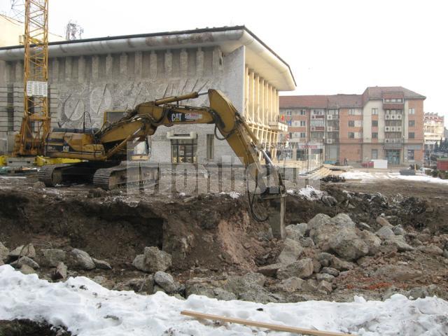 Excavarea fundaţiilor Casei Naţionale din Suceava