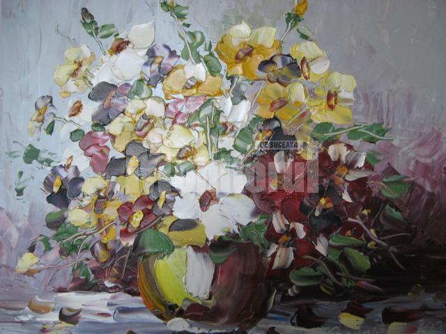 Vas cu flori pictat Ioan Bodnar