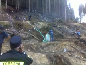 Zeci de pompieri şi silvicultori au intervenit pentru prevenirea unui incendiu de pădure