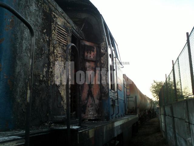 Locomotiva care a luat foc