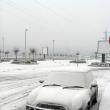 Mașini acoperite de zăpadă care nu a căzut din cer