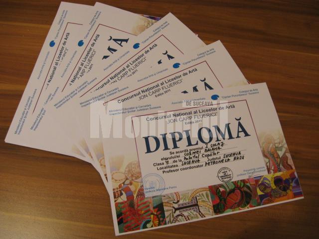 Diplomele oferite de organizatorii concursului