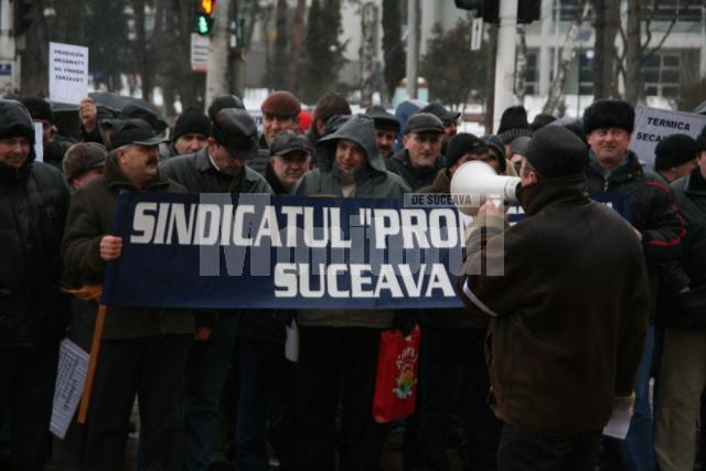 Protestatarii de la Termica, în faţa Primăriei Suceava