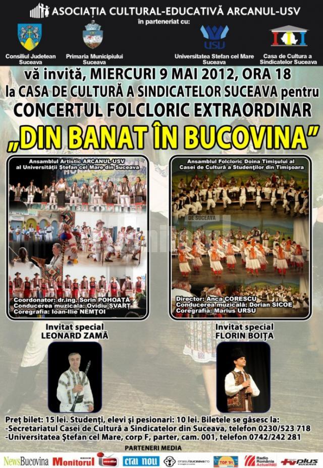 Concert folcloric extraordinar, la Casa de Cultură Suceava