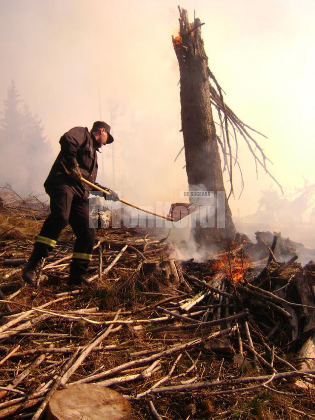 Aproape 400 de persoane au muncit de duminică după-amiază până luni seară, pentru stingerea incendiului