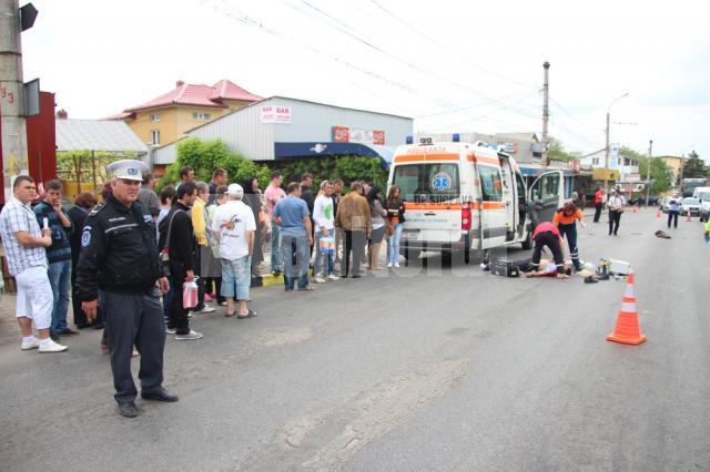 Pietonul a fost lovit în plin şi aruncat la aproape zece metri distanţă