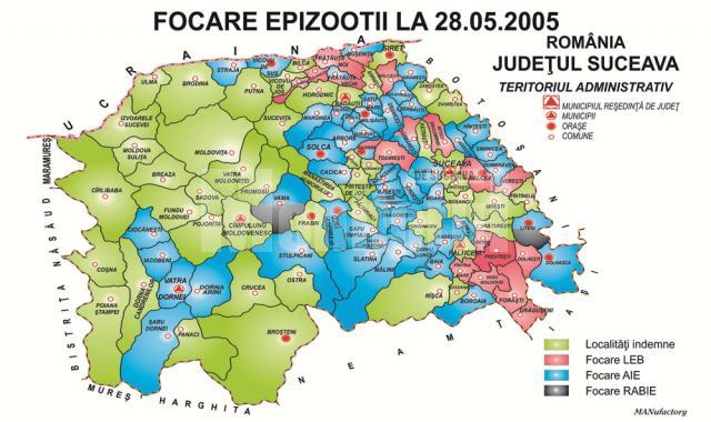 Focare epizootii în 2005