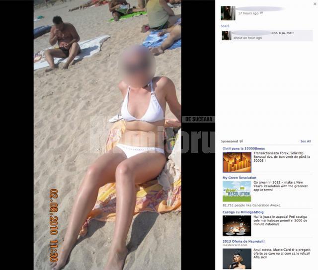 Pe contul de Facebook al poliţistei apar mai multe fotografii cu aceasta, cele mai multe pe litoral, în costum de baie, o parte dintre ele însoţite de comentarii jignitoare