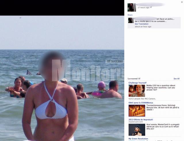 Pe contul de Facebook al poliţistei apar mai multe fotografii cu aceasta, cele mai multe pe litoral, în costum de baie, o parte dintre ele însoţite de comentarii jignitoare