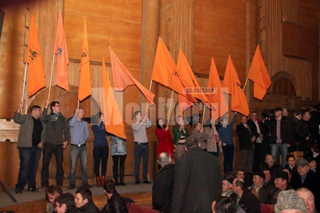 Tinerii democrat-liberali au fluturat steaguri portocalii cu sigla partidului