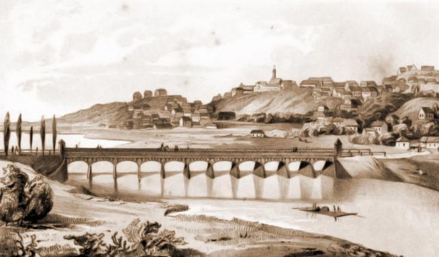 B3: Cernăuţi, podul de peste Prut – desen de I. Schubirsz