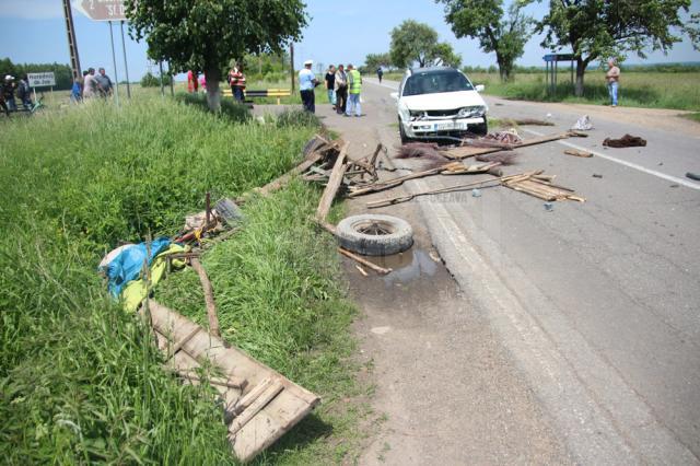 Căruţaşul a ieşit de pe drumul comunal dinspre Horodnic de Jos, fără a acorda prioritate