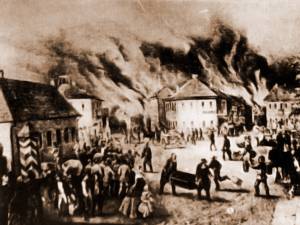 Cernăuţi, Arderea de Cernăuţi în 21 august 1859 – acuarelă de Franz Xaver Knapp (1809-1883)
