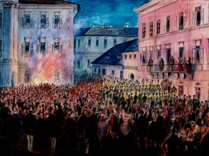 Cernăuţi, Arderea din 1860 – acuarelă de Franz Xaver Knapp (1809-1883)