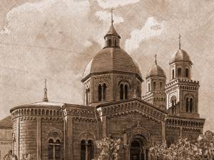 Cernăuţi, biserica Sfânta Parascheva – desen de Rudolf Bernt (1844-1914)