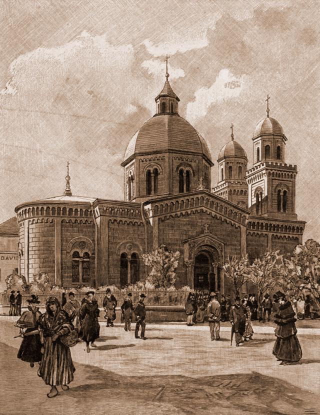 Cernăuţi, biserica Sfânta Parascheva – desen de Rudolf Bernt (1844-1914)