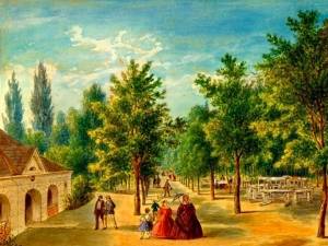 Cernăuţi, Grădina Publică – acuarelă de Franz Xaver Knapp (1809-1883)